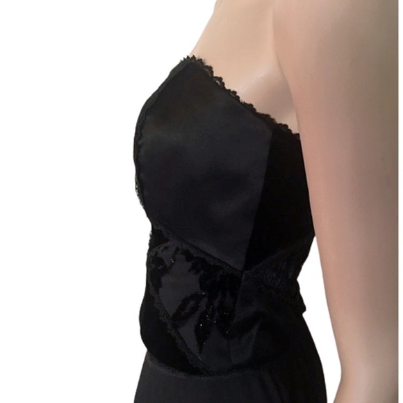ABS Evening Plush Velvet & Lace Boned Corset Bustier Top Dress Allen Schwarch - Picture 4 of 10
